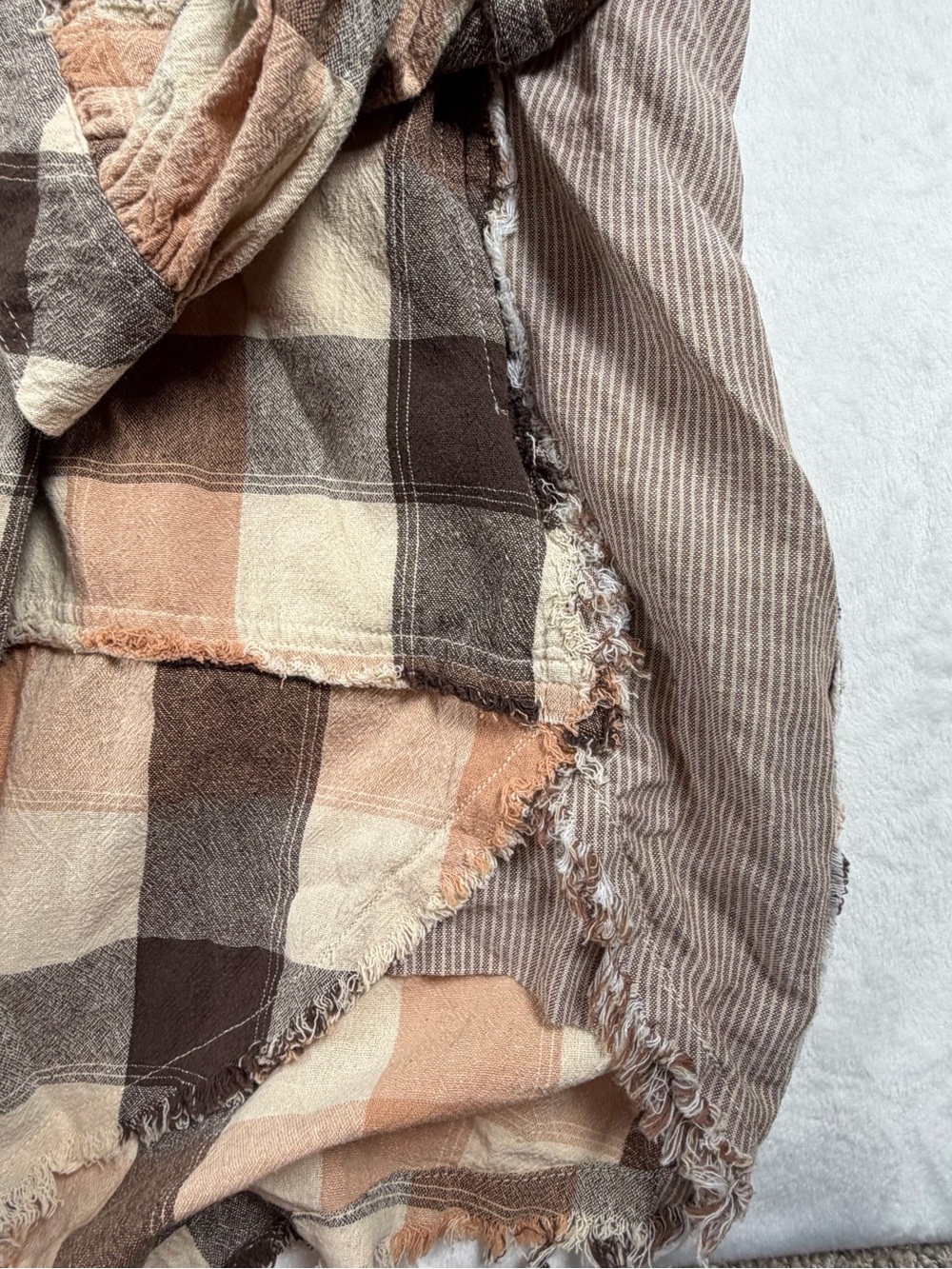 Easel Plaid Button-Front Shirt Jacket - Beige & Brown - Picture 4 of 8